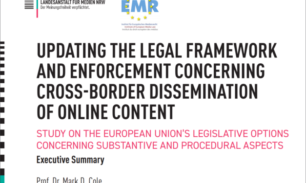 Study presented: „Updating the Legal Framework and Enforcement concerning cross-border Dissemination of Online Content”