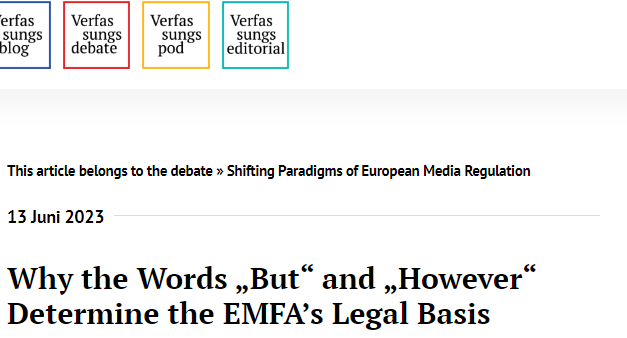 Beitrag zur Debatte “Shifting Paradigms of European Media Regulation” von Verfassungsblog
