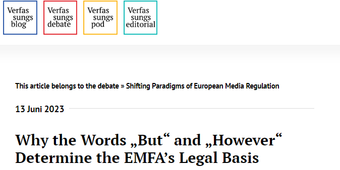Beitrag zur Debatte « Shifting Paradigms of European Media Regulation » von Verfassungsblog